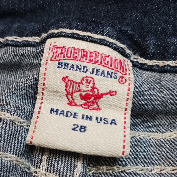 True Religion Hi-Rise Bootcut Jeans 28 Made in USA Vintage 2006 Dark Wash - Picture 10 of 13